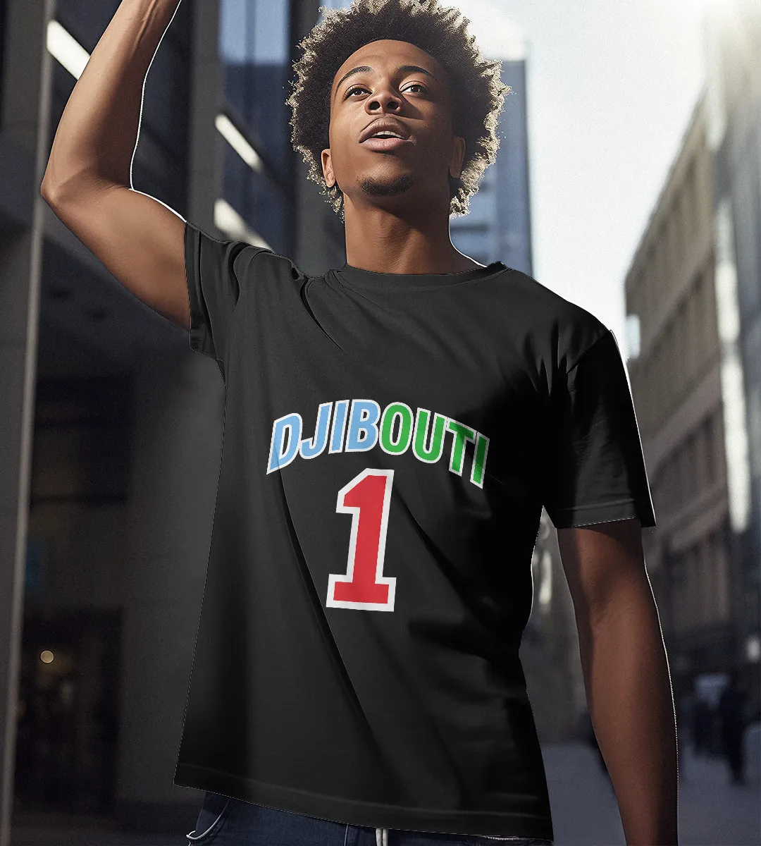 1sttheworld T-Shirt - Djibouti Flag One T-Shirt Black A35