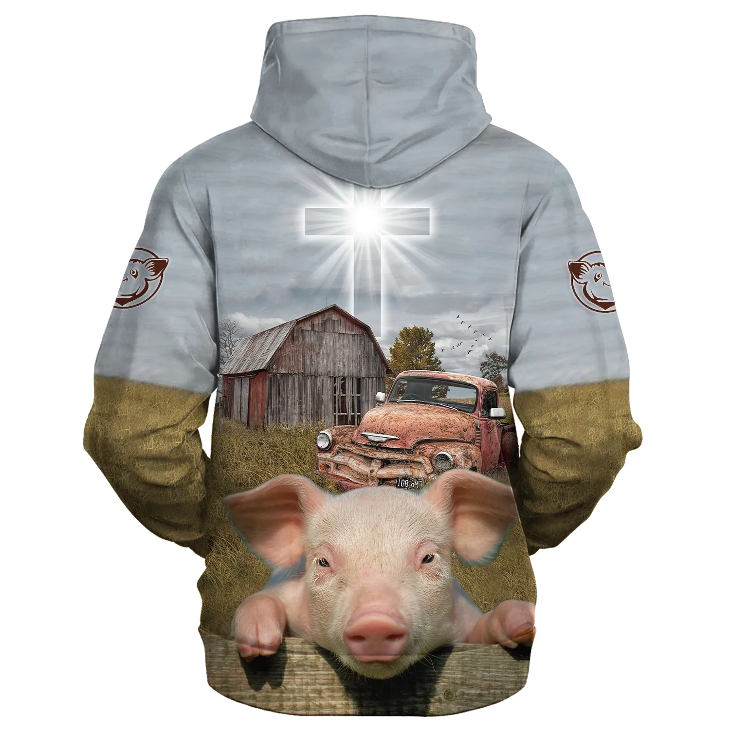 3D All Over Print Pig Design On Hoodie, To My Daughter Love Pig Hoodie