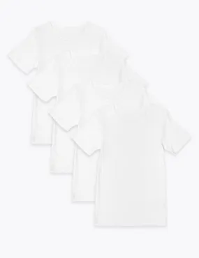 4 Pack Pure Cotton Short Sleeve Vests