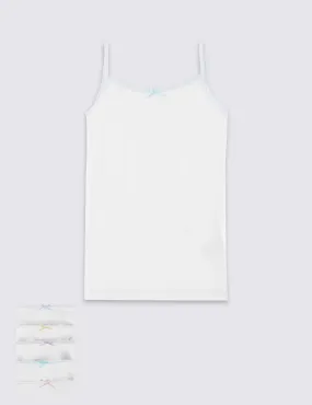 5 Pack Pure Cotton Camisole Vests