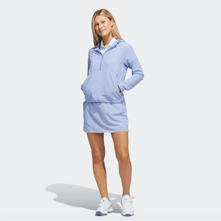 Adidas Ladies Seersucker 1/4-Zip Golf Hoodie - Blue