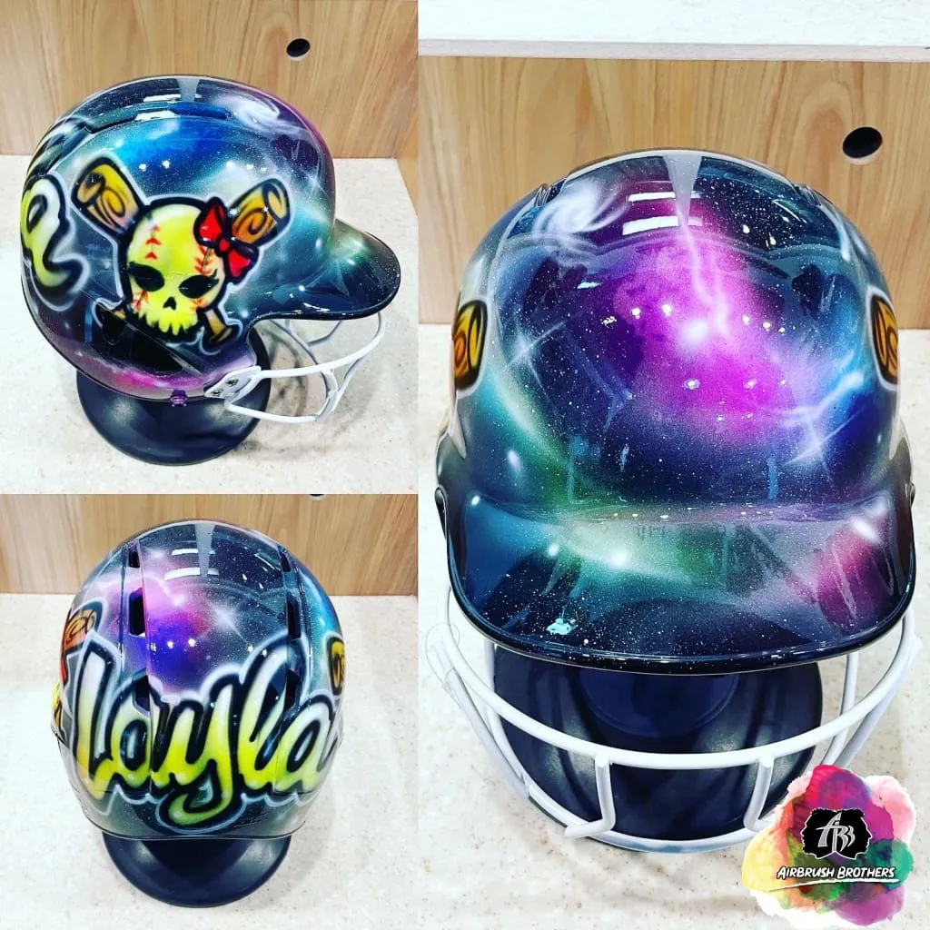 Airbrush Softball Skull w/ Galaxy Design (Full Helmet)