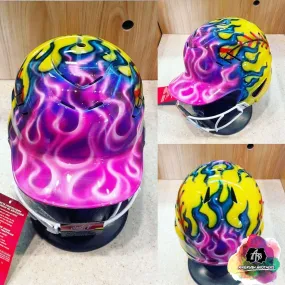 Airbrush Softball w/ Flames Design (Full Helmet)