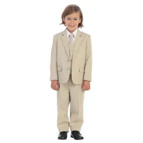 Baby Boys Khaki Jewels & Gents Jacket Vest Shirt Tie Pants 5 Pc Suit 12M