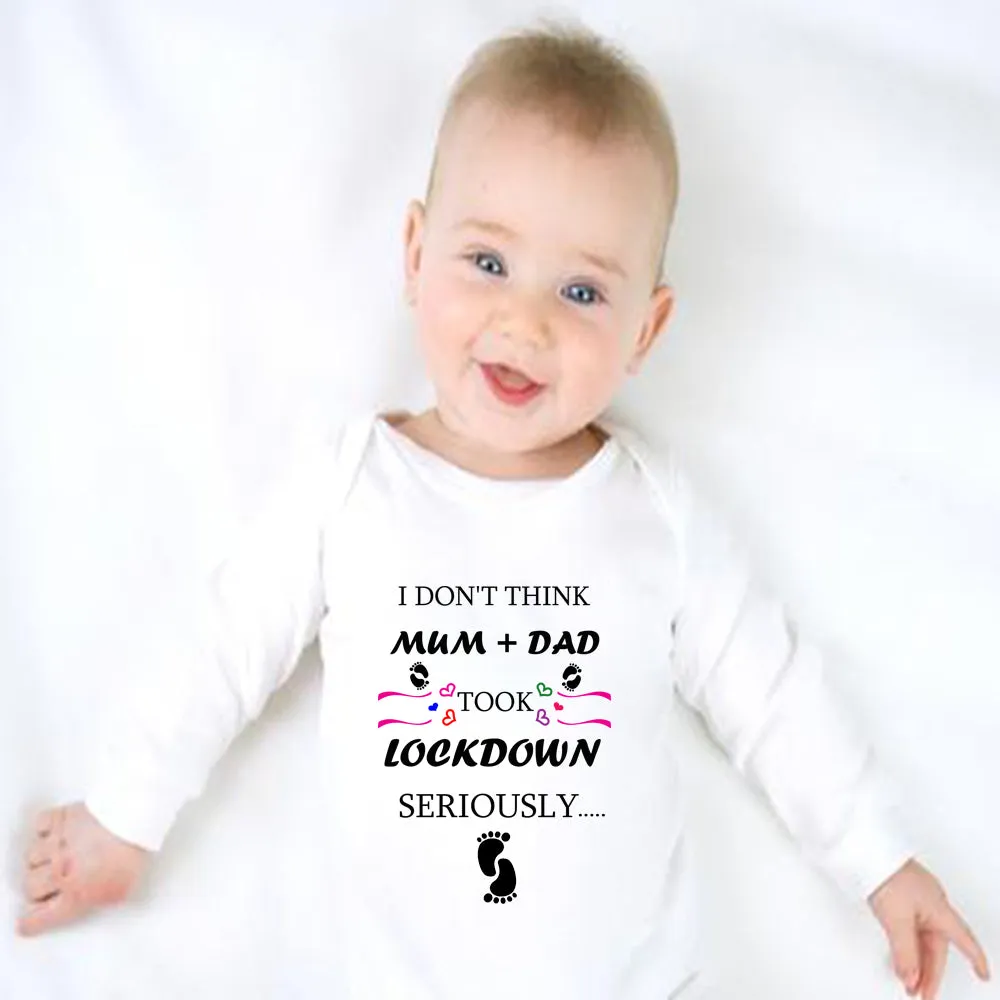 Baby Long Sleeved Vest Bodysuit Grow Mum   Dad Took Lockdown For Newborn Gift