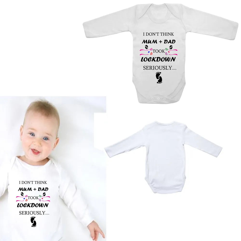 Baby Long Sleeved Vest Bodysuit Grow Mum   Dad Took Lockdown For Newborn Gift