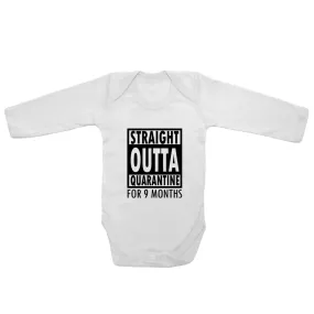 Baby Long Sleeved Vest Bodysuit Grow Straight Outta Quarantine for Newborn Gift