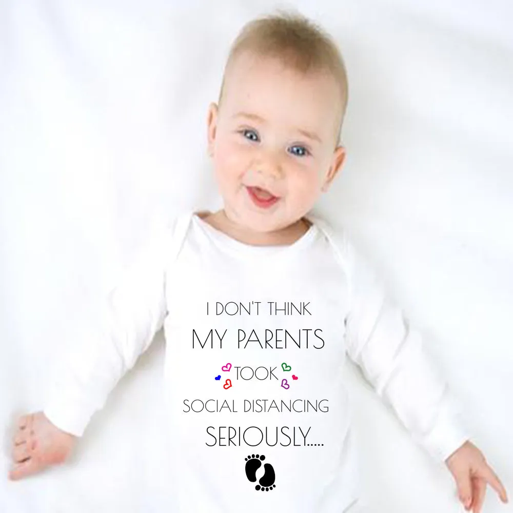 Baby Long Sleeved Vest Bodysuit My Parents Took Social Distancing Newborn Gift