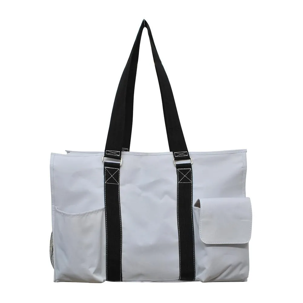 Baseball White NGL Zippered Caddy Organizer Tote Bag