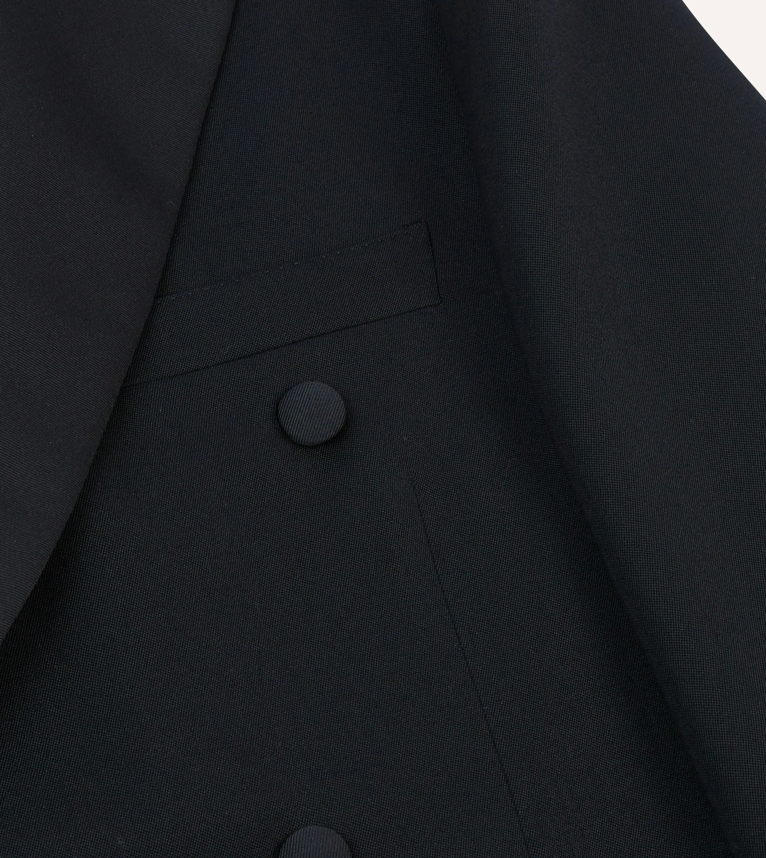 Black Barathea Wool Double-Breasted Dinner Jacket