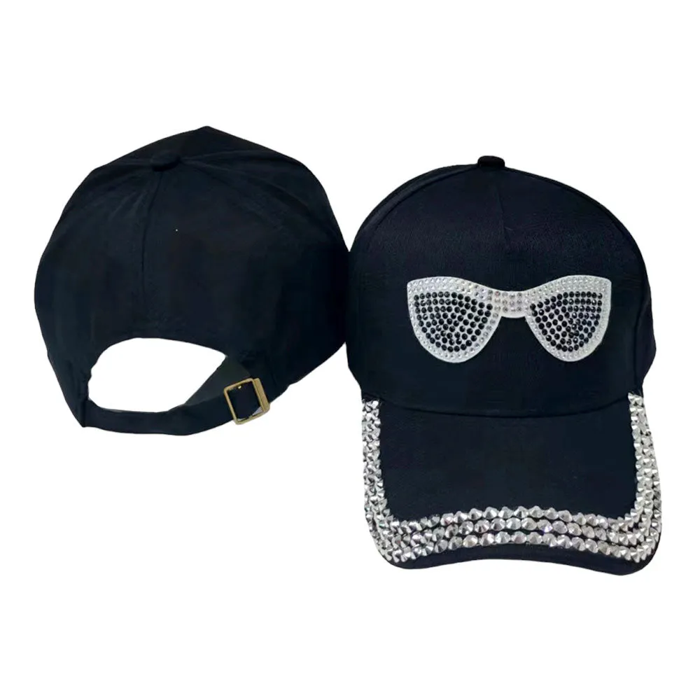 Bling Sunglasses Accented Studded Baseball Cap