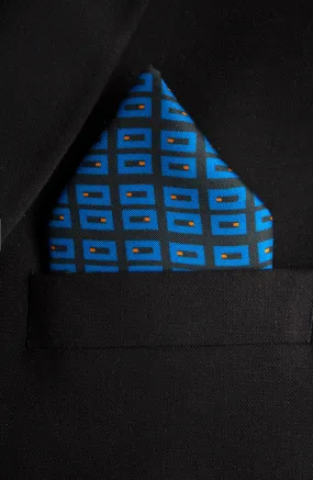 Blue Bricks Pocket Square