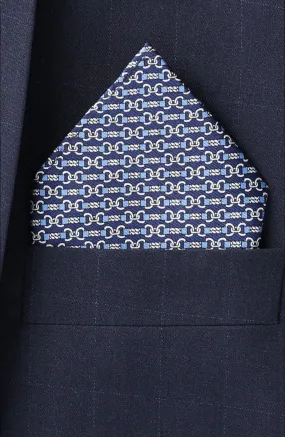 Blue Chain Pocket Square