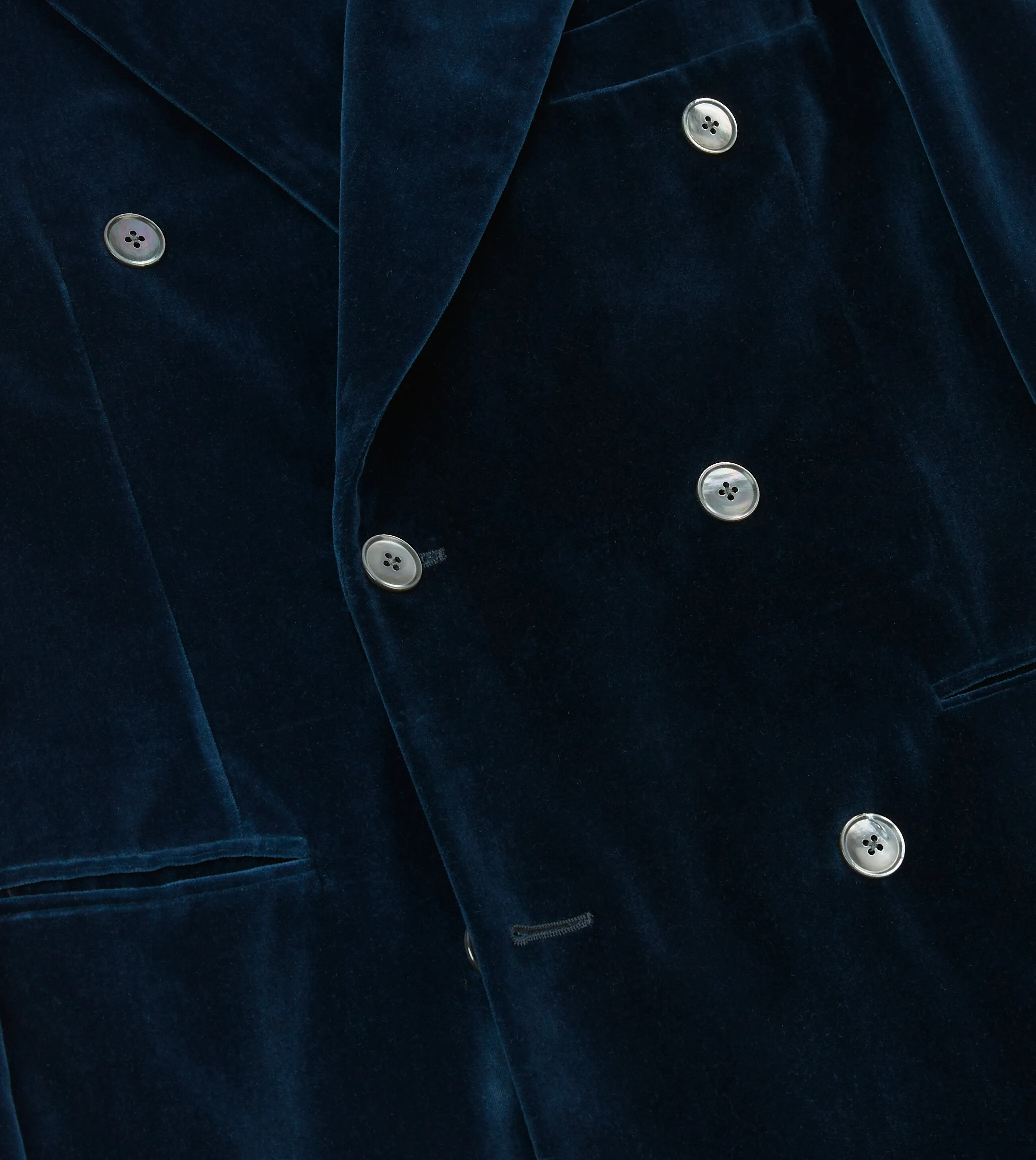 Blue Velvet Double-Breasted Tailored Jacket