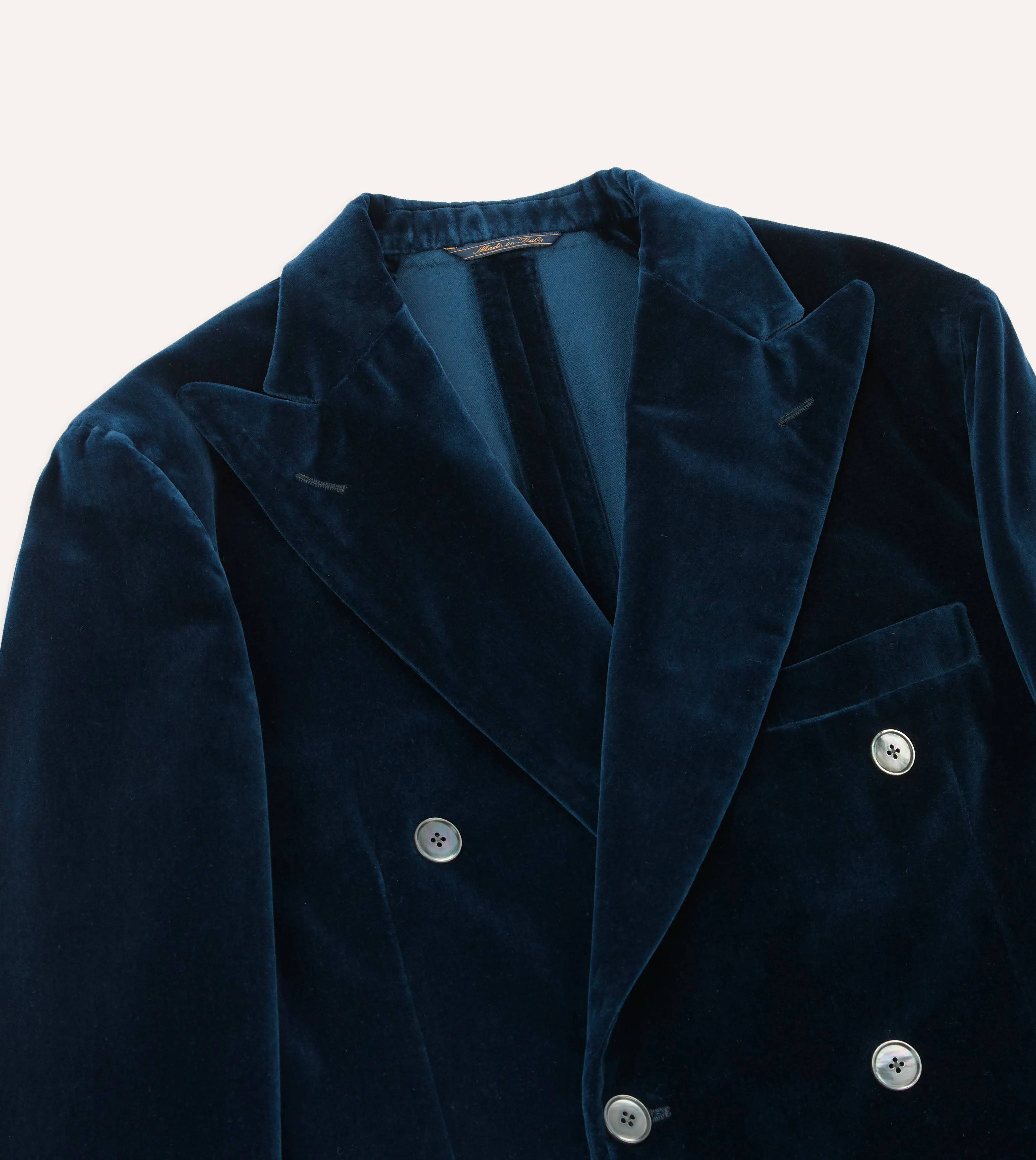 Blue Velvet Double-Breasted Tailored Jacket