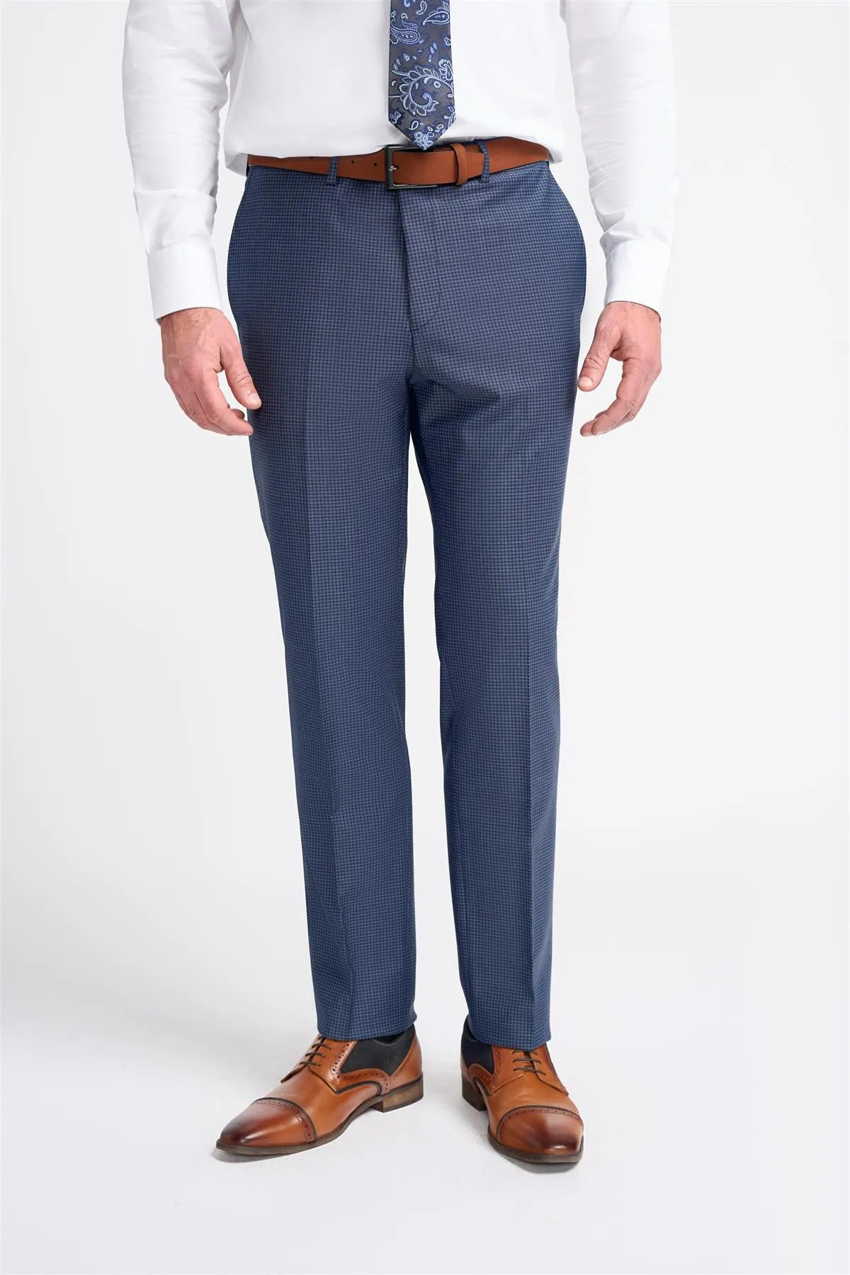 Bond Navy Check Trouser