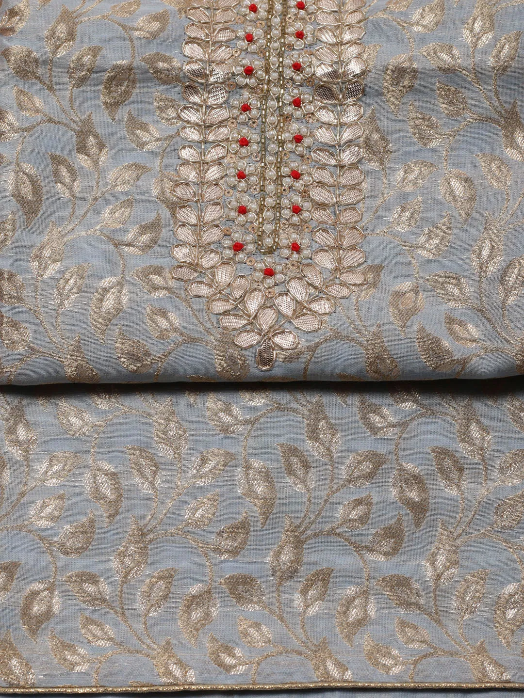 Booti Woven Chanderi Unstitched Suit Dupatta