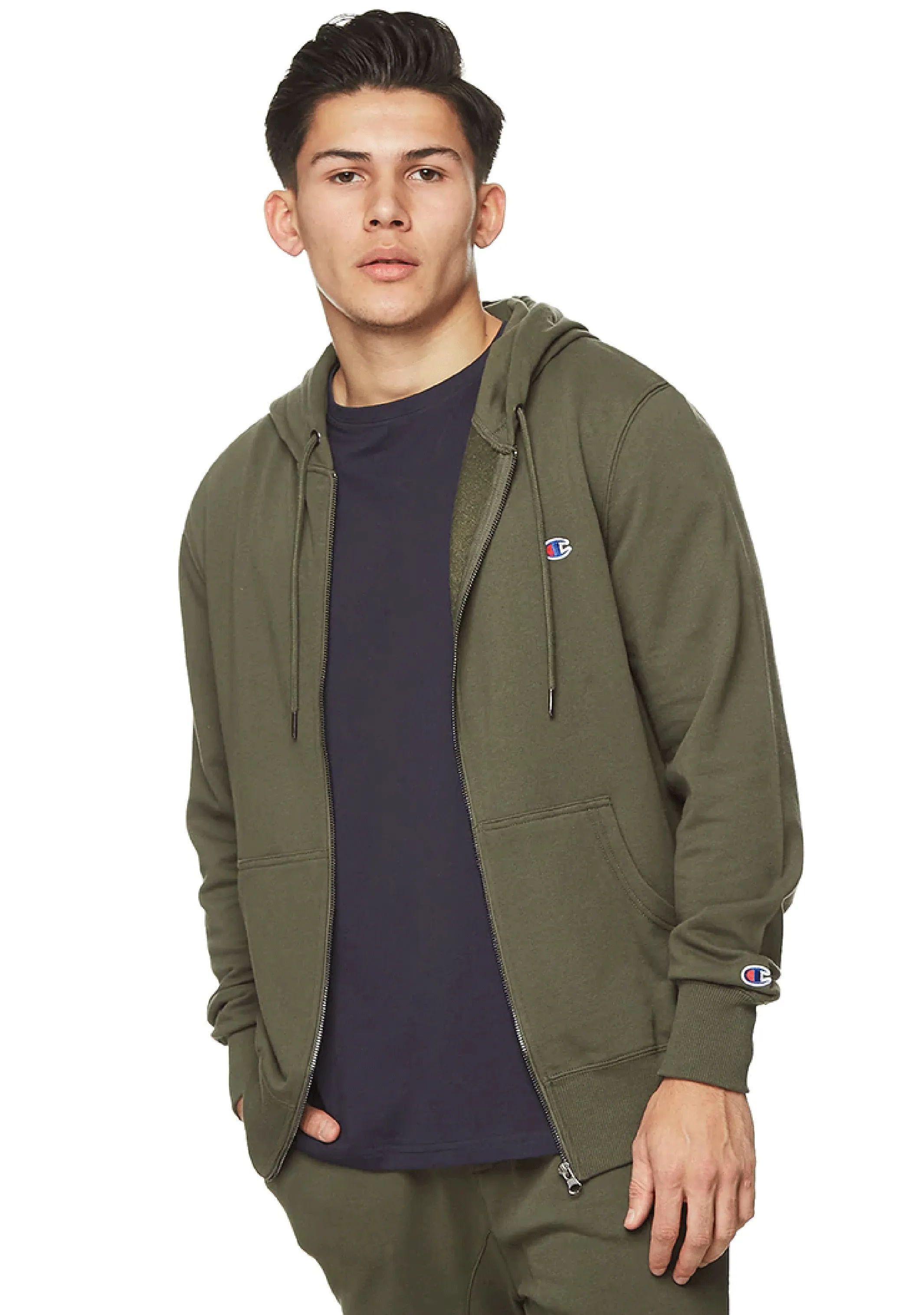 Champion C Logo Zip Hoodie Mens Six Iron Khaki <br> AXXAN DHK