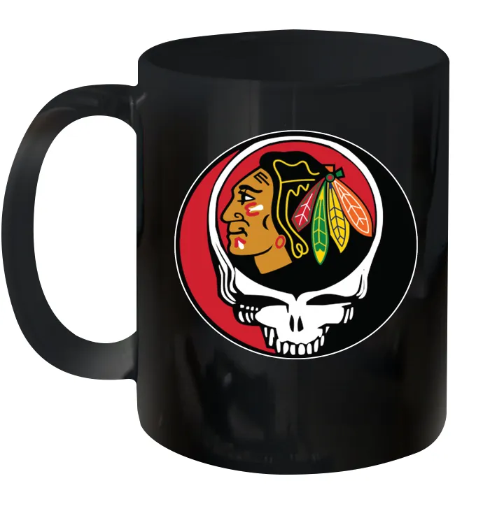 Chicago Blackhawks Grateful Dead Steal Your Face Hockey NHL Ceramic Mug 11oz