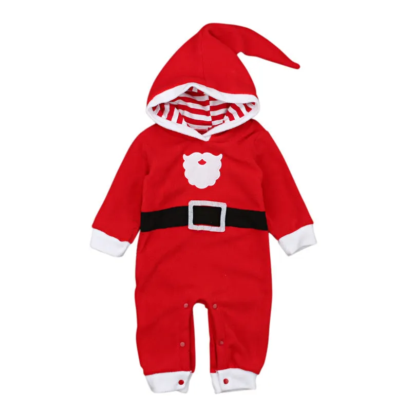 Children In Europe and The United States Winter Boys and Girls Christmas Long-sleeved Padded Hooded Jumpsuit Crawl Suit Harness