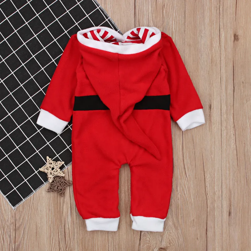 Children In Europe and The United States Winter Boys and Girls Christmas Long-sleeved Padded Hooded Jumpsuit Crawl Suit Harness