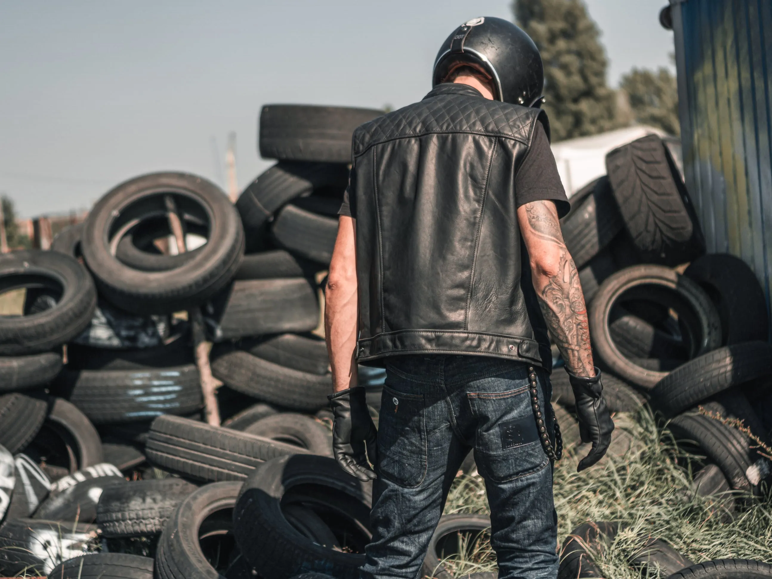 Custom Motorcycle Leather Vest, Black