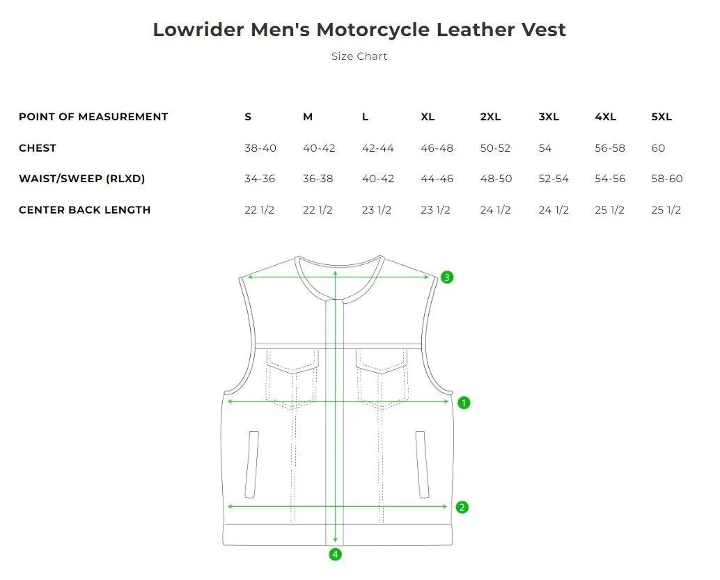 First Mfg Mens Lowrider-LTR Cropped Leather Vest