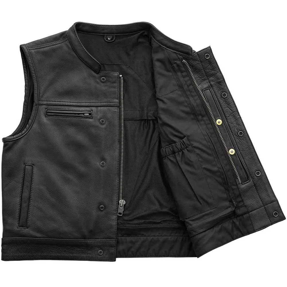 First Mfg Mens Lowrider-LTR Cropped Leather Vest