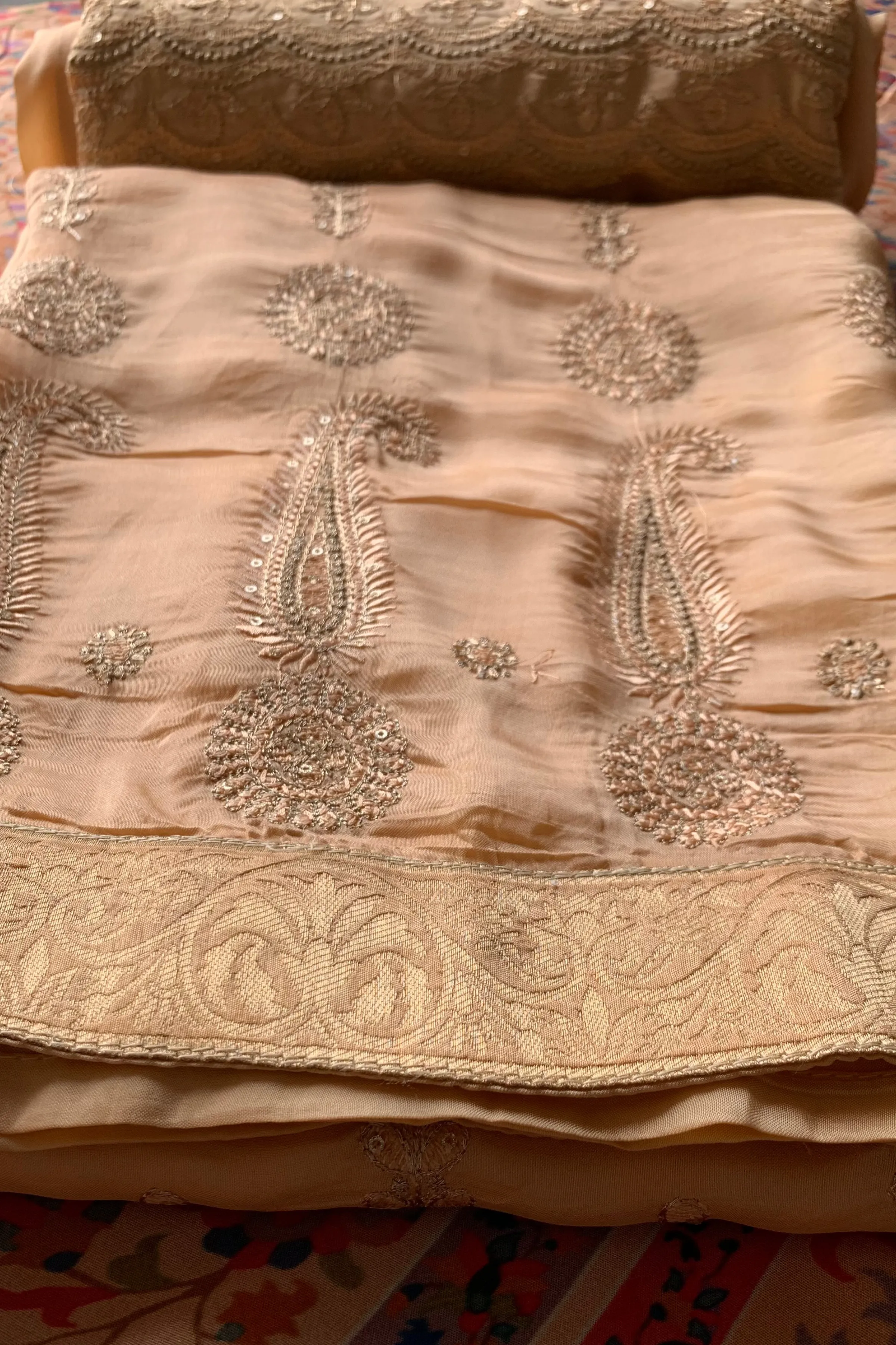 Golden Silk Dress Material