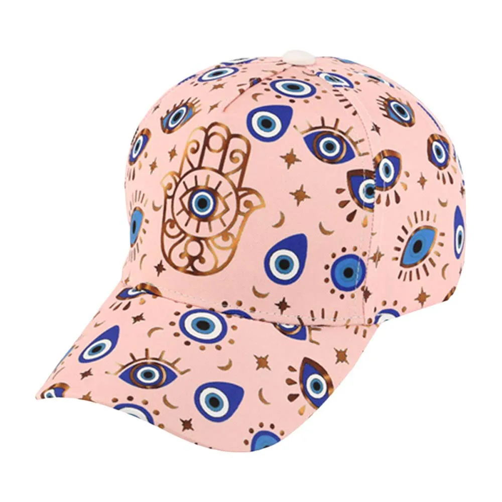 Hamsa Hand Pointed Evil Eye Pattern Printed Baseball Cap