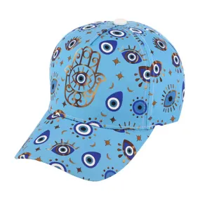 Hamsa Hand Pointed Evil Eye Pattern Printed Baseball Cap