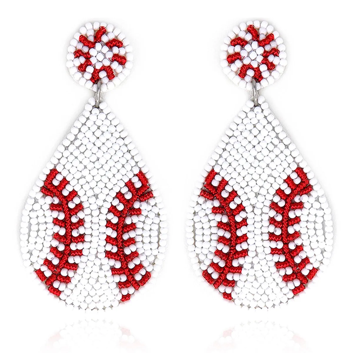 Handmade Pierced Teardrop Softball/Baseball Earrings