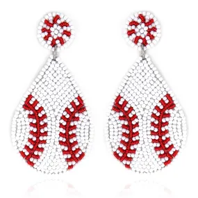 Handmade Pierced Teardrop Softball/Baseball Earrings