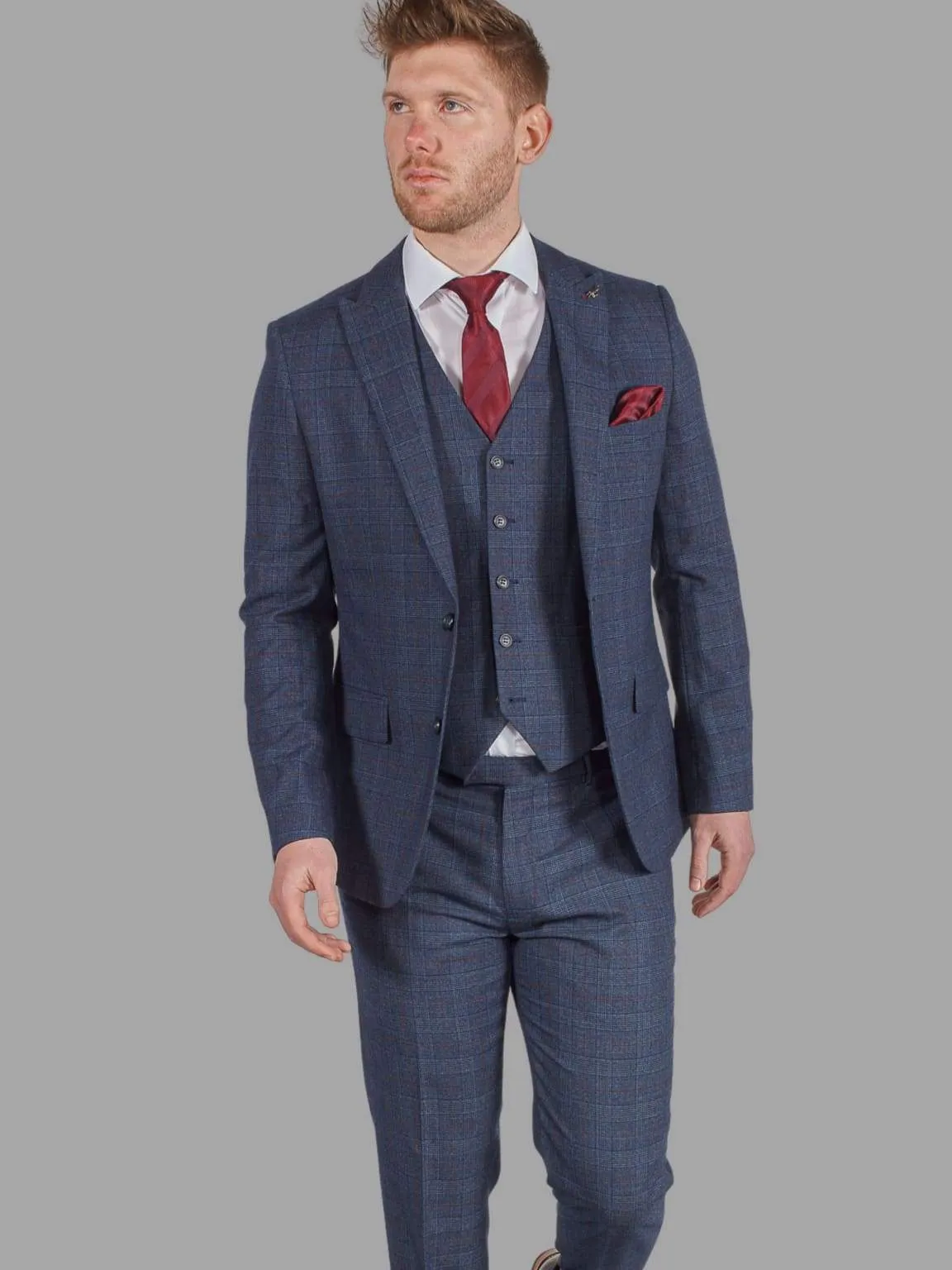 Harry Brown Finley Navy Check 3 Piece Suit