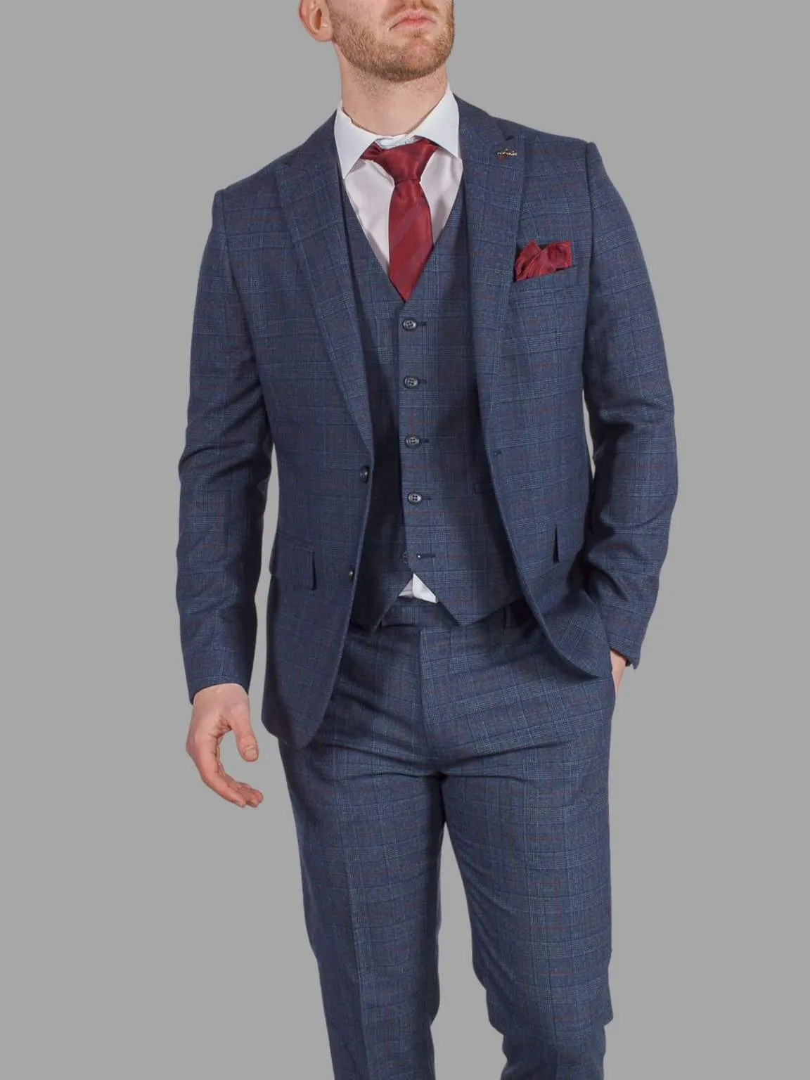 Harry Brown Finley Navy Check 3 Piece Suit