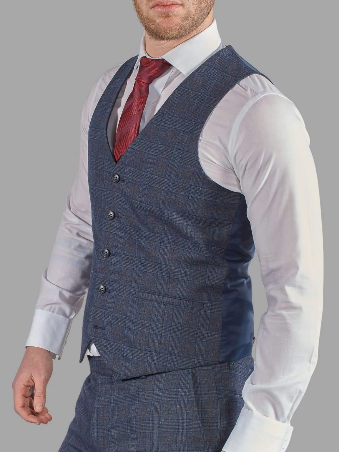 Harry Brown Finley Navy Check 3 Piece Suit