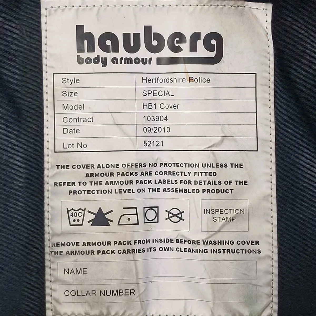 Hauberg Overt Stab Vest Bulletproof Body Armour - Used