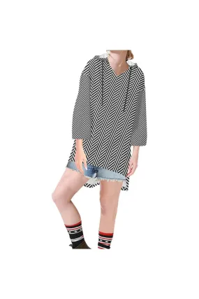 Herringbone Step Hem Tunic Hoodie for Women (Model H25)