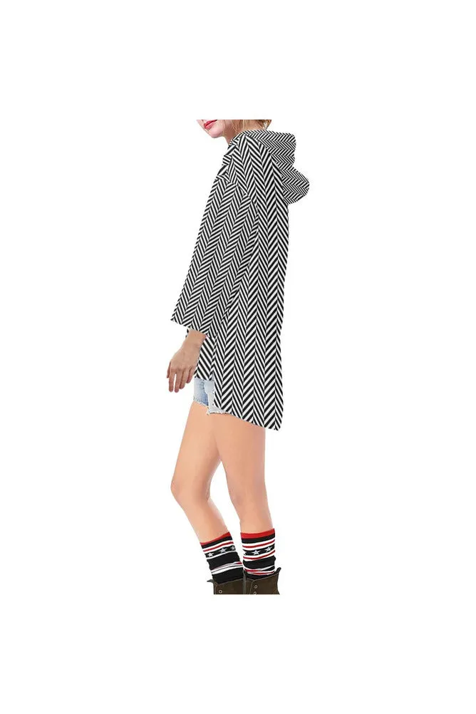 Herringbone Step Hem Tunic Hoodie for Women (Model H25)