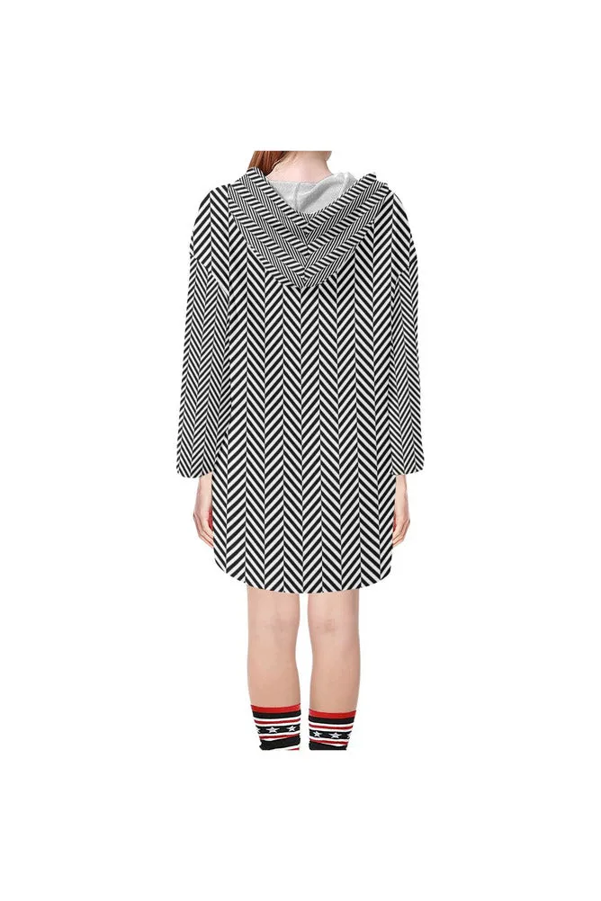 Herringbone Step Hem Tunic Hoodie for Women (Model H25)