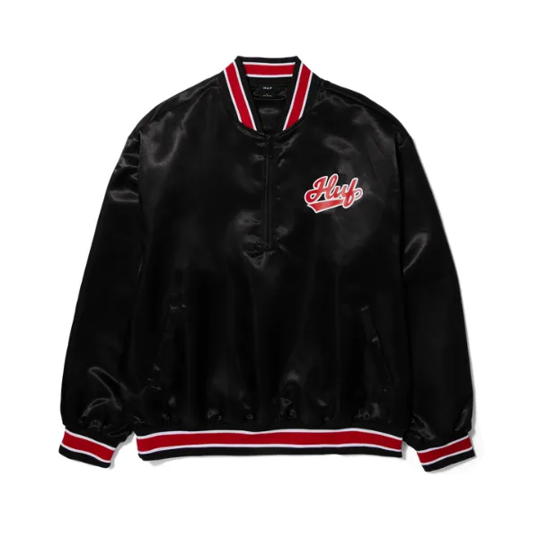 HUF Pop Fly Satin Baseball Jacket - Black