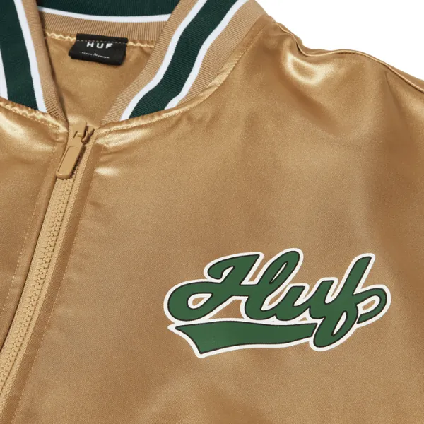 HUF Pop Fly Satin Baseball Jacket - Tan