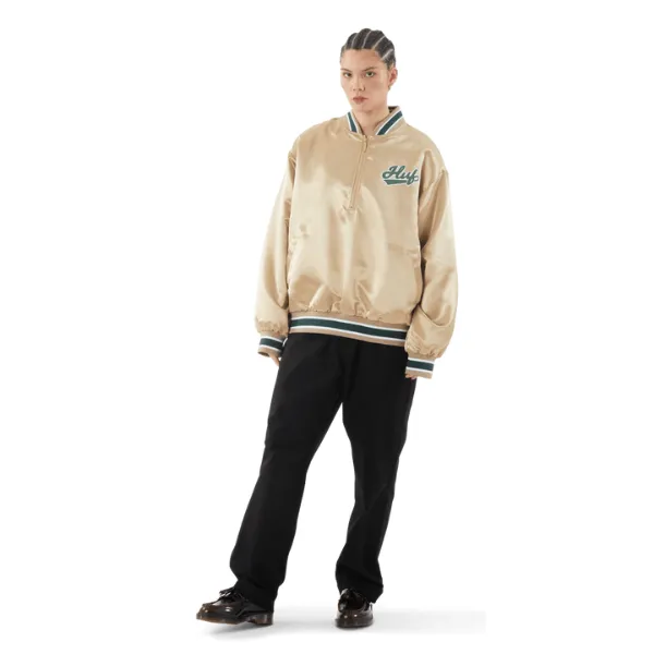 HUF Pop Fly Satin Baseball Jacket - Tan