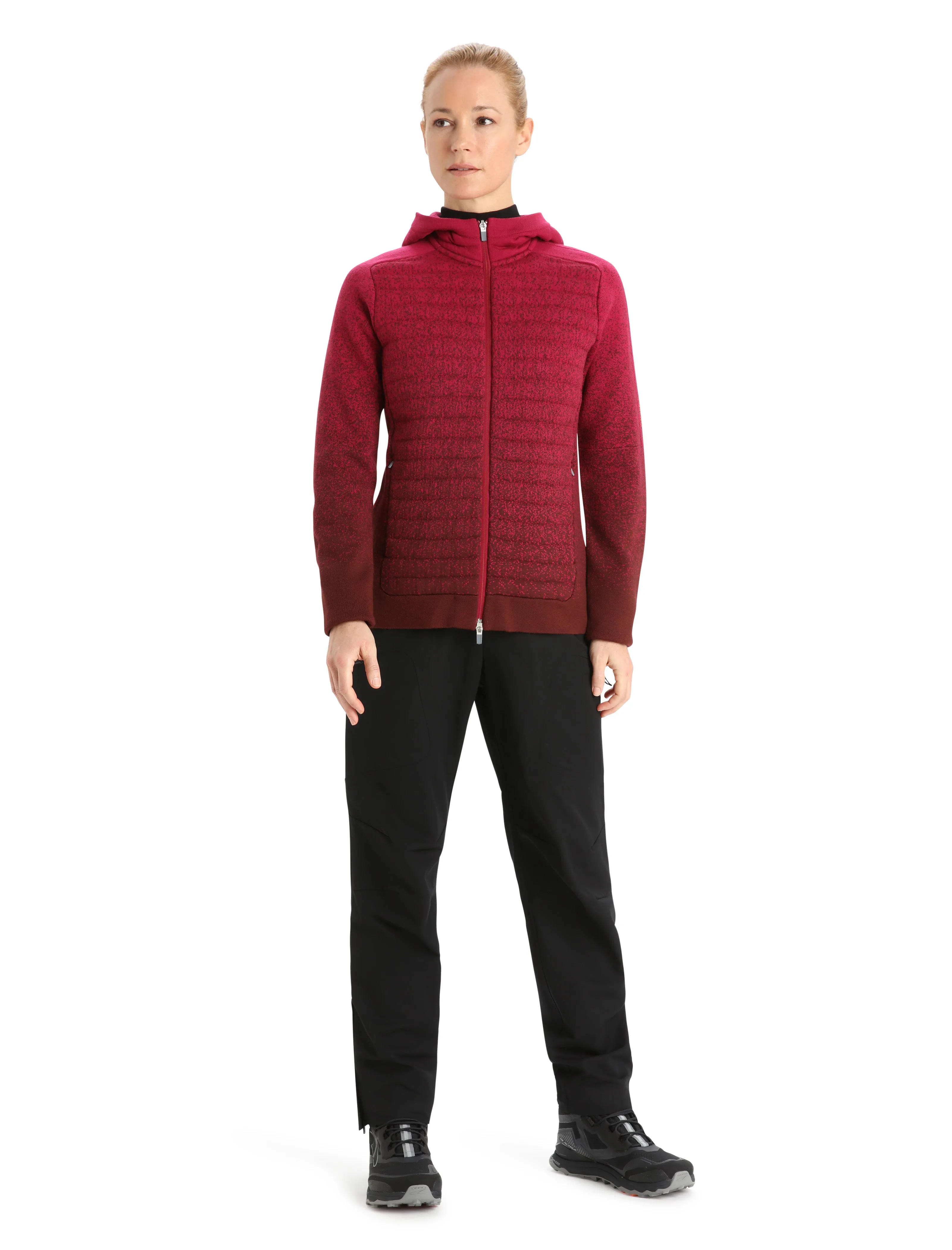 Icebreaker ZoneKnit Insulated LS Zip Hoodie (Women's) Cherry/Espresso