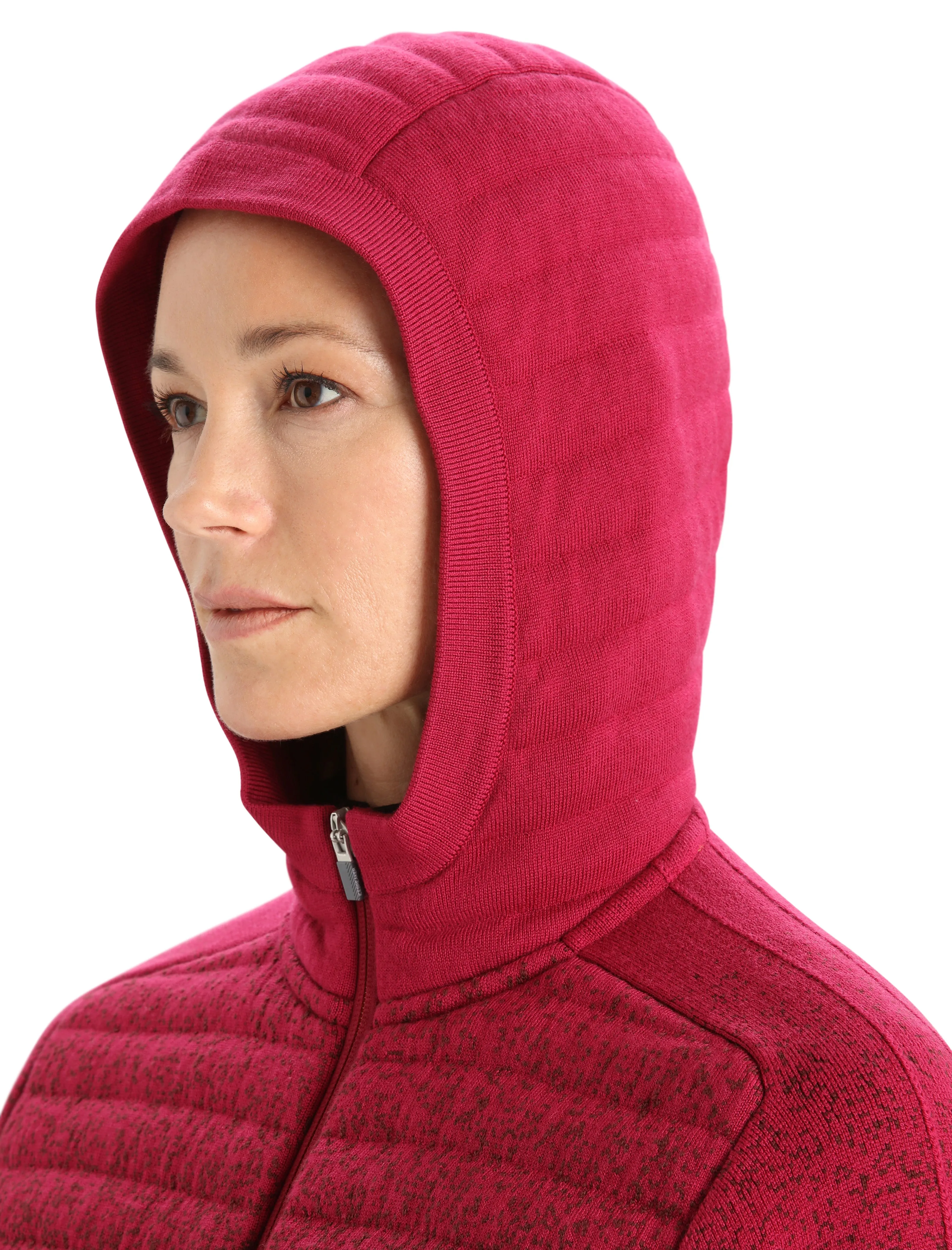 Icebreaker ZoneKnit Insulated LS Zip Hoodie (Women's) Cherry/Espresso