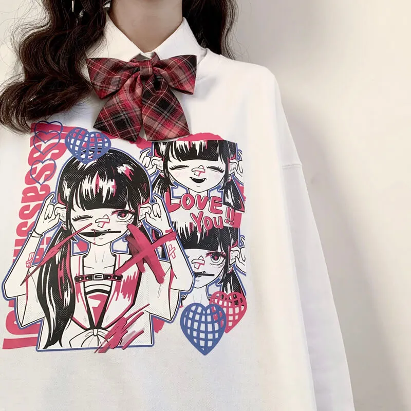 japanese dark Assassin cartoon print pullover hoodie BY900037