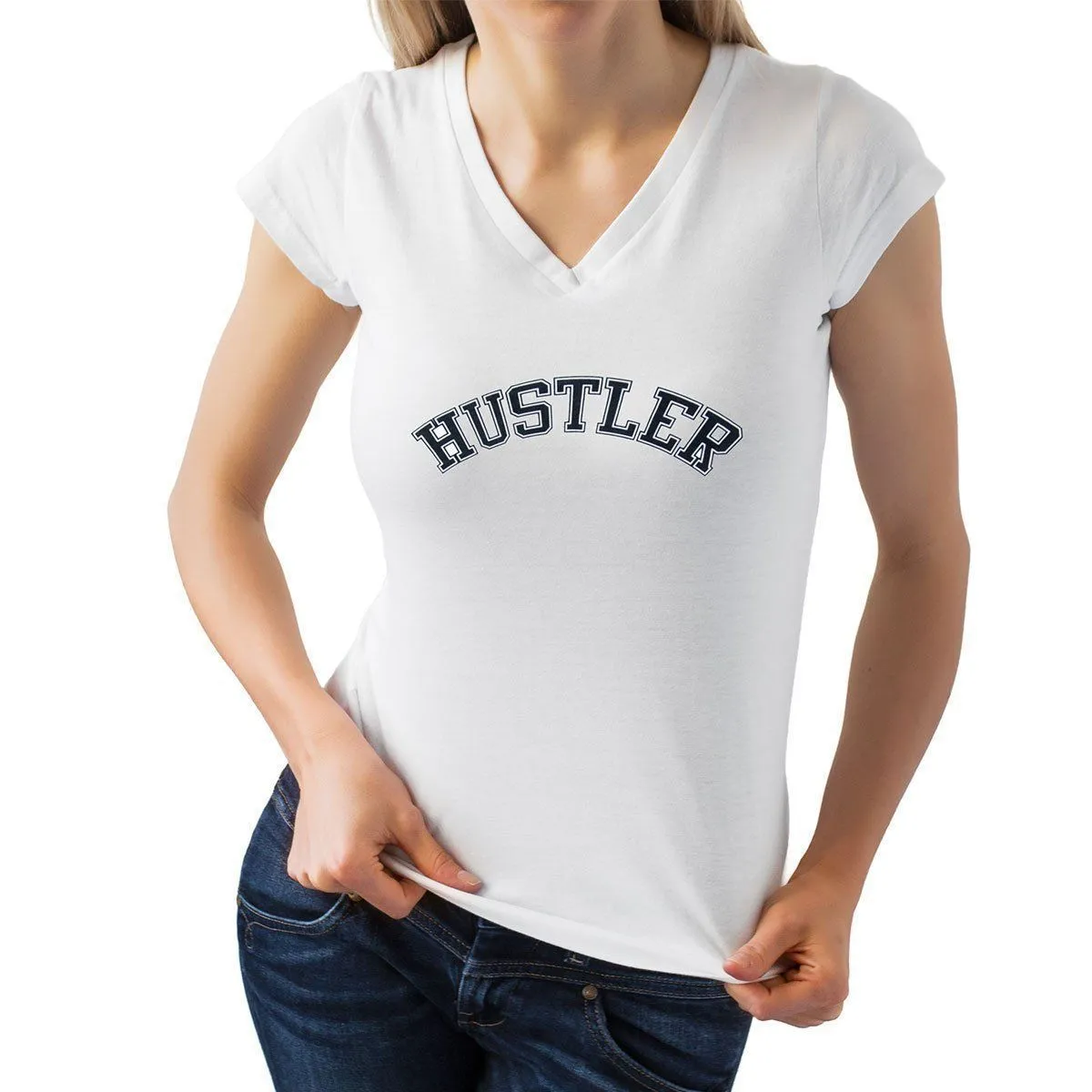 Ladies Officially Licensed HST-700 'Hustler' White V-Neck Tee