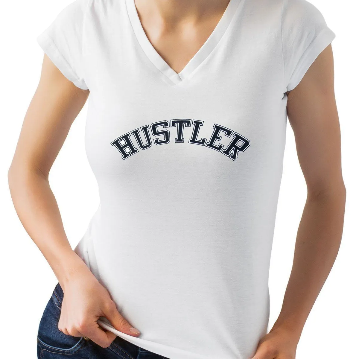 Ladies Officially Licensed HST-700 'Hustler' White V-Neck Tee