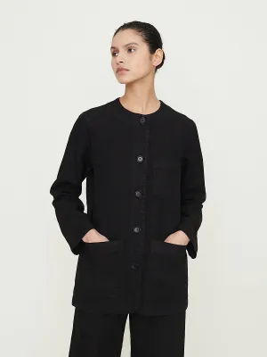 Linen Shirt Jacket in Black