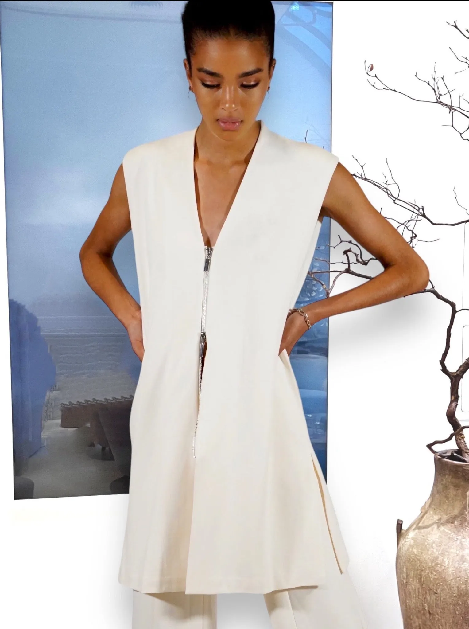 Long Ponte Vest with 2-Way Zip - The Thames